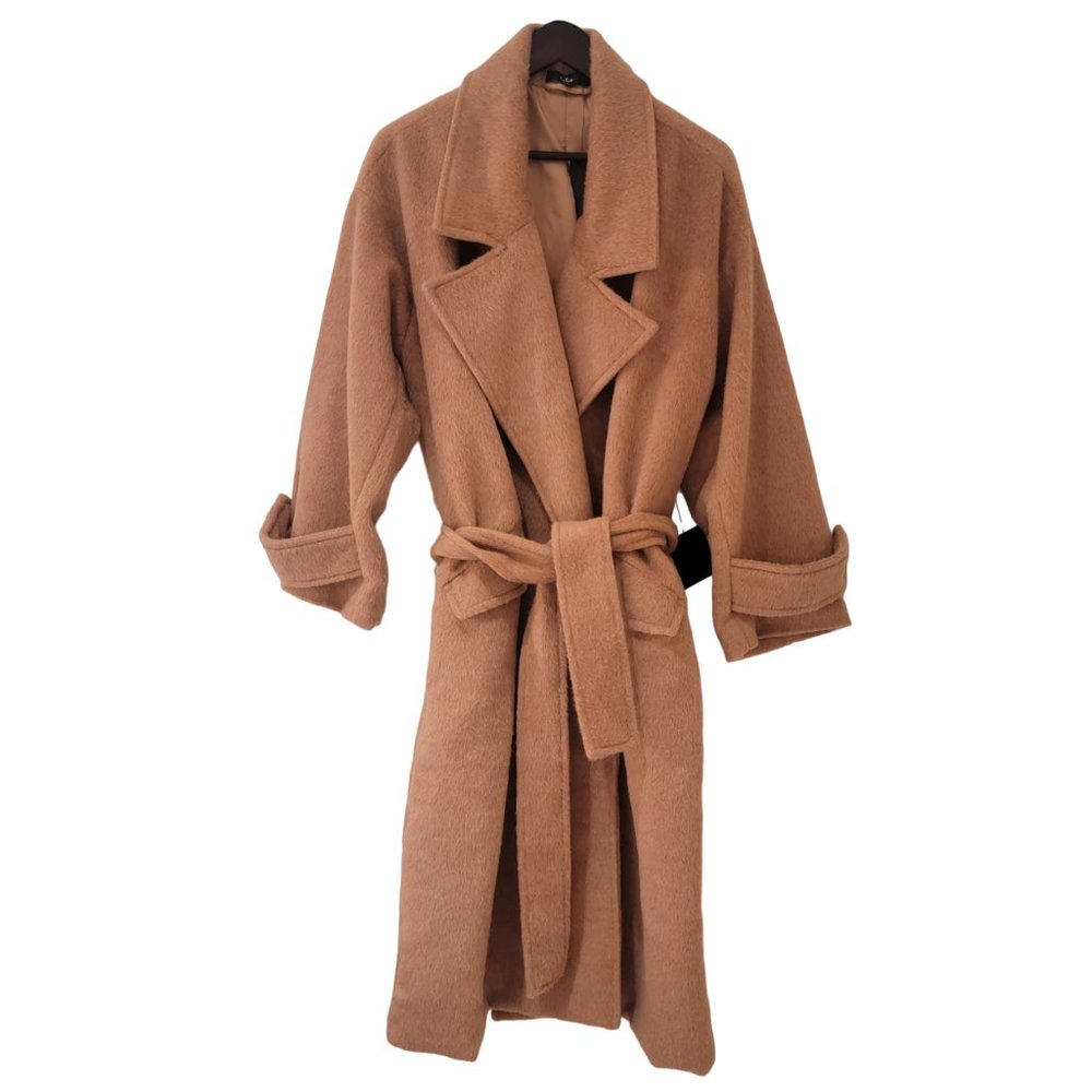 Lulus Statement Chic Light Brown Belted Coat Size… - image 1